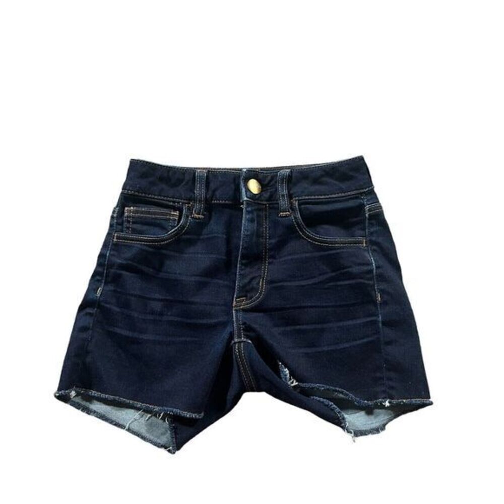 American Eagle Hi-Rise Shortie Jean Shorts Women 00 Cut Off Dark Wash Festival
